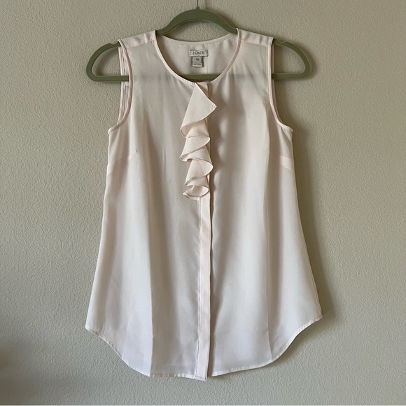 NWT J.Crew Cream Front Ruffle Sleeveless Blouse, size 00 - Picture 3 of 12